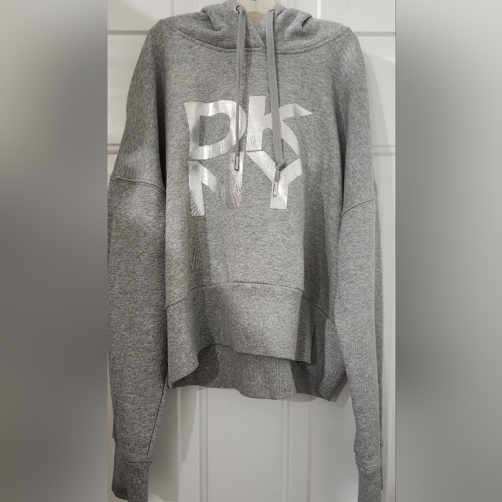 Womens Gray DKNY Hoodie Sweater